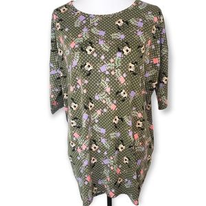 LuLaRoe Disney Minnie Mouse Irma Hi-Lo Tee Shirt Dark Green Size Medium